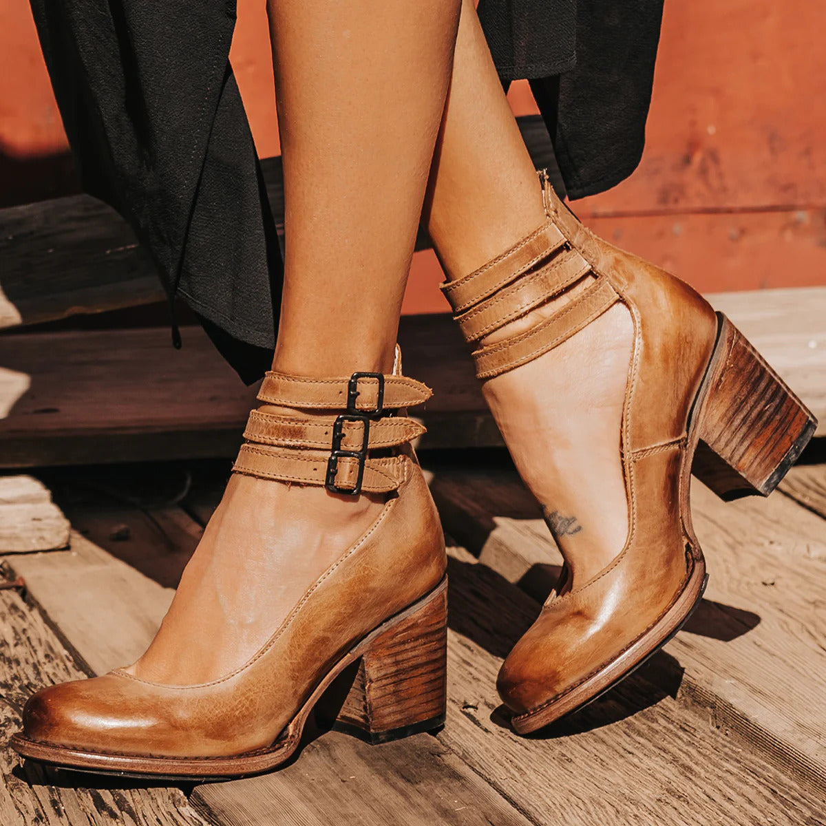 Isabel - Zapatos de tacón alto con tiras y suela gruesa