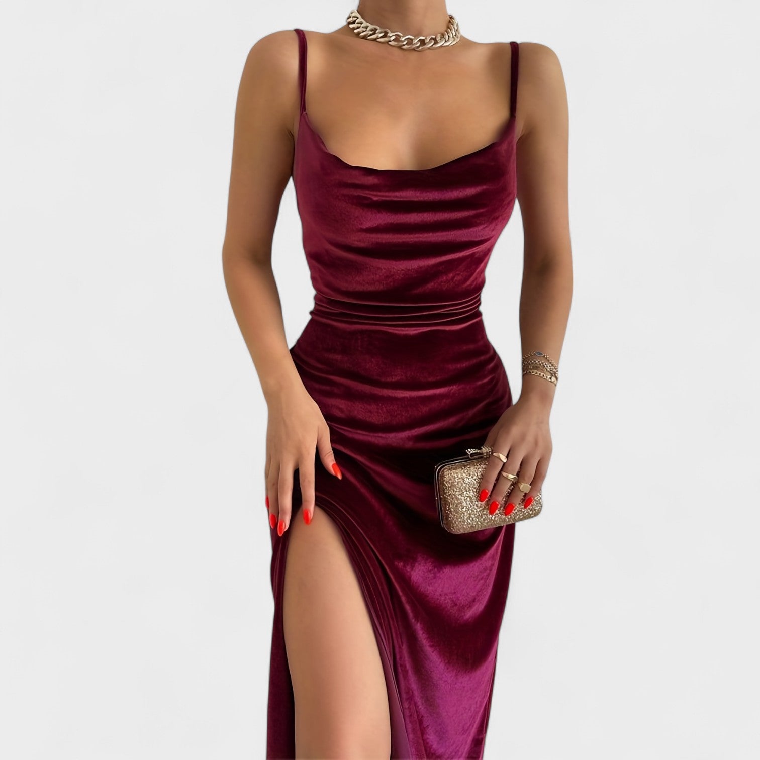 Gabriela - Vestido Terciopelo Abertura