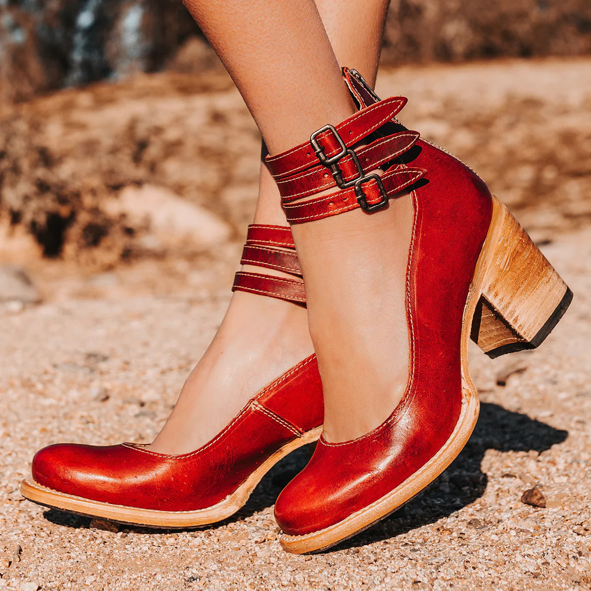 Isabel - Zapatos de tacón alto con tiras y suela gruesa